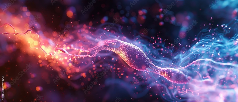 Abstract cosmic nebula with vibrant pink, blue and orange colors. Abstract cosmic nebula with vibrant pink, blue and orange colors.