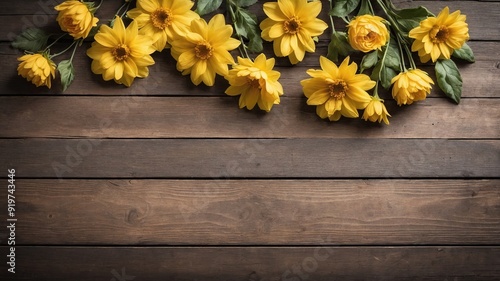 Rustic Setting with Yellow Blooms