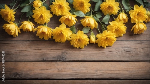 Rustic Setting with Yellow Blooms