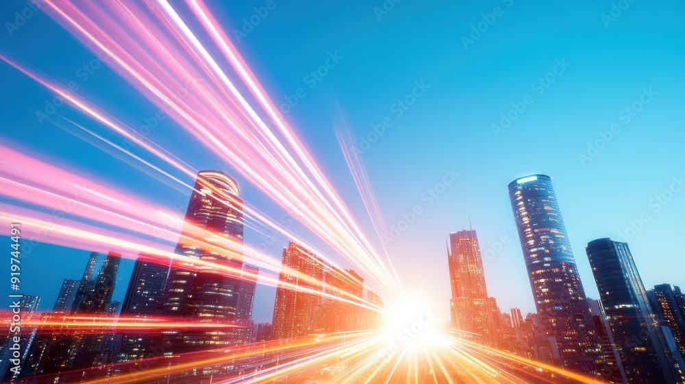 A photo of a thriving city skyline, showcasing economic growth and development. A photo of a thriving city skyline, showcasing economic growth and development.