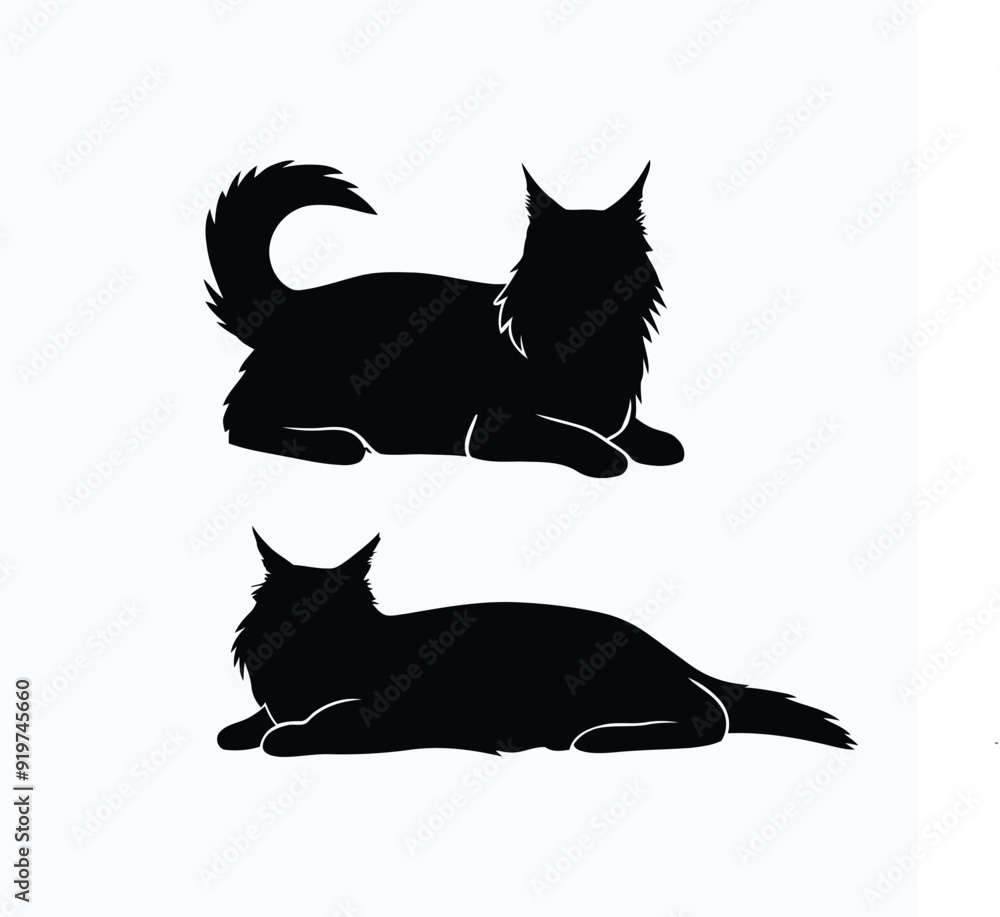Obraz premium Maine coon cat silhouette set animals vector template