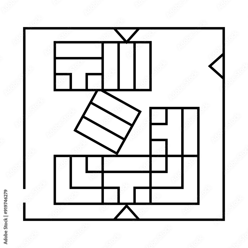labyrinth game line icon vector. labyrinth game sign. isolated contour symbol black illustration labyrinth game line icon vector. labyrinth game sign. isolated contour symbol black illustration