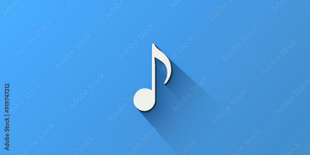 A music note icon on blue representing a song, melody, or tune A music note icon on blue representing a song, melody, or tune