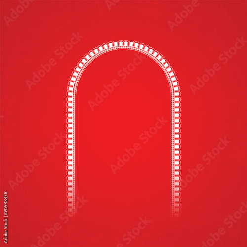 Durga Puja, Frame, Border, arch gateway on vibrant red background, Durga Puja Background. advertisement, Durga Puja Poster, Ganesh Chaturthi, Sale, Happy Durga Puja, Design. 
