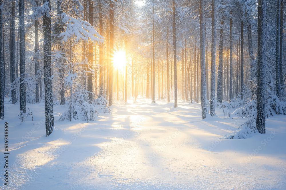 A serene winter forest blanketed in fresh snow, illuminated by soft sunlight filtering through tall, majestic trees. Nature's calm embrace. A serene winter forest blanketed in fresh snow, illuminated by soft sunlight filtering through tall, majestic trees. Nature's calm embrace.