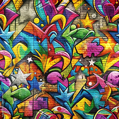 Wallpaper Mural grunge colored graffiti seamless pattern (raster version)
 Torontodigital.ca