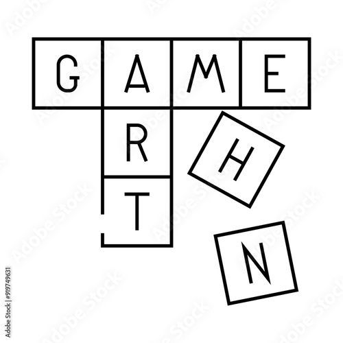 scrabble tiles board table line icon vector. scrabble tiles board table sign. isolated contour symbol black illustration