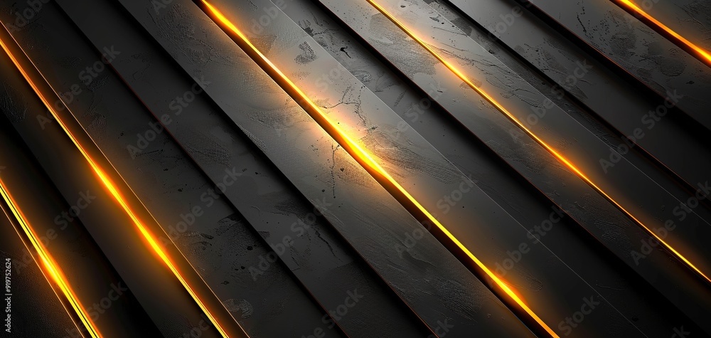 Abstract black and gold background with glowing lines. Abstract black and gold background with glowing lines.