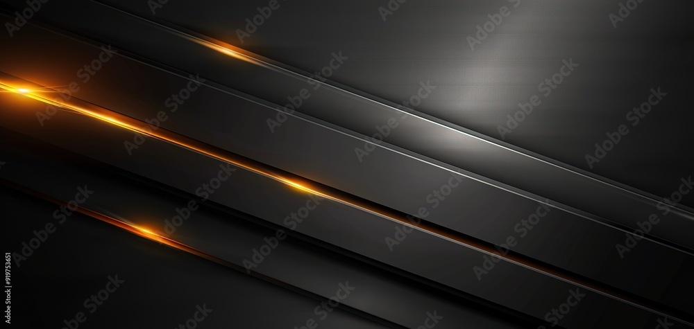 Abstract dark background with glowing gold lines. Abstract dark background with glowing gold lines.