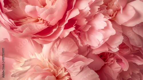Pink peony flowers, showcasing their layers of petals and vibrant color