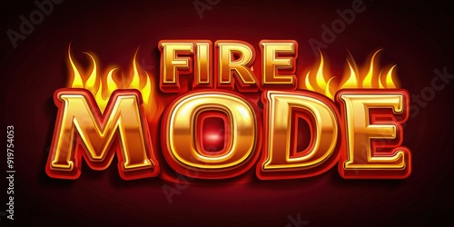 Creative cartoon text featuring fire mode in a vibrant red font with flames. Generative AI