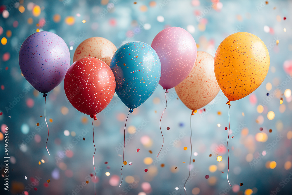 “Sparkling Celebration with Colorful Balloons and Confetti”. 3d illustration. “Sparkling Celebration with Colorful Balloons and Confetti”. 3d illustration.
