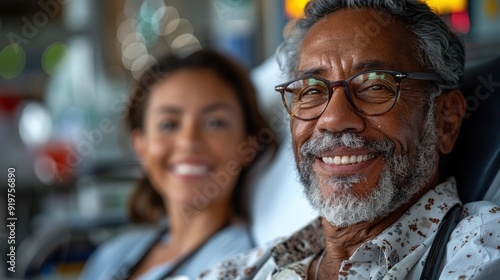 Smiling Man with a Grey Beard in Hospital