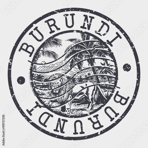 Burundi Stamp Postal. Silhouette Seal. Passport Round Design. Vector Icon. Design Retro Travel. National Symbol.