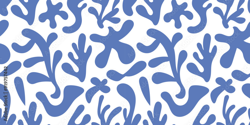 Seamless pattern with bizarre abstract geometric blue shapes. Seamless pattern with bizarre abstract geometric blue shapes.