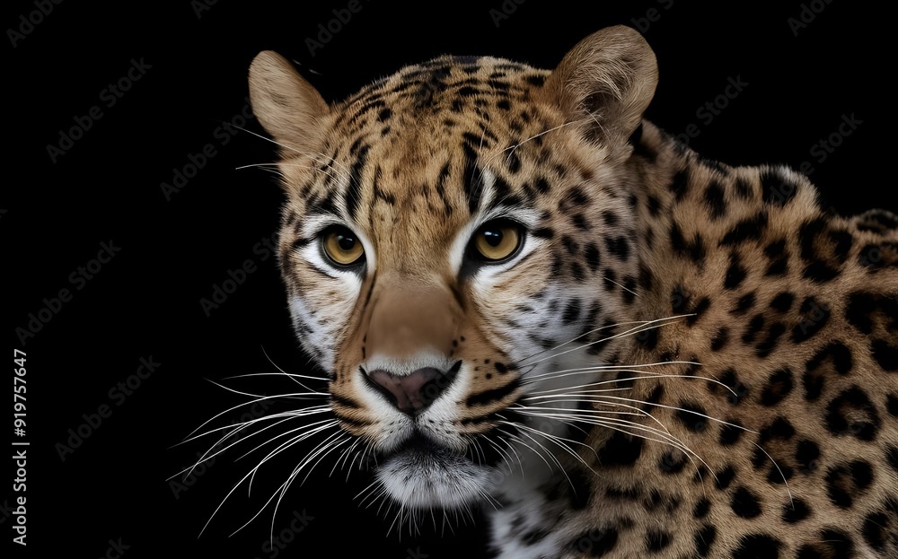 Luxurious Leopard Portrait with Gold Spots on Black back ground. Luxurious Leopard Portrait with Gold Spots on Black back ground.