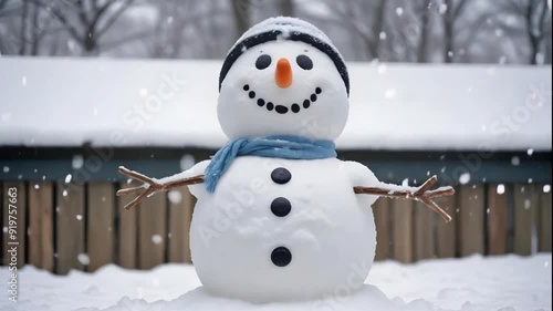 Loop of christmas snowman in the snow looping video