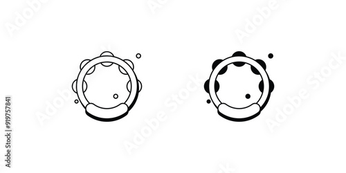 tambourine set icon with white background vector stock illustration