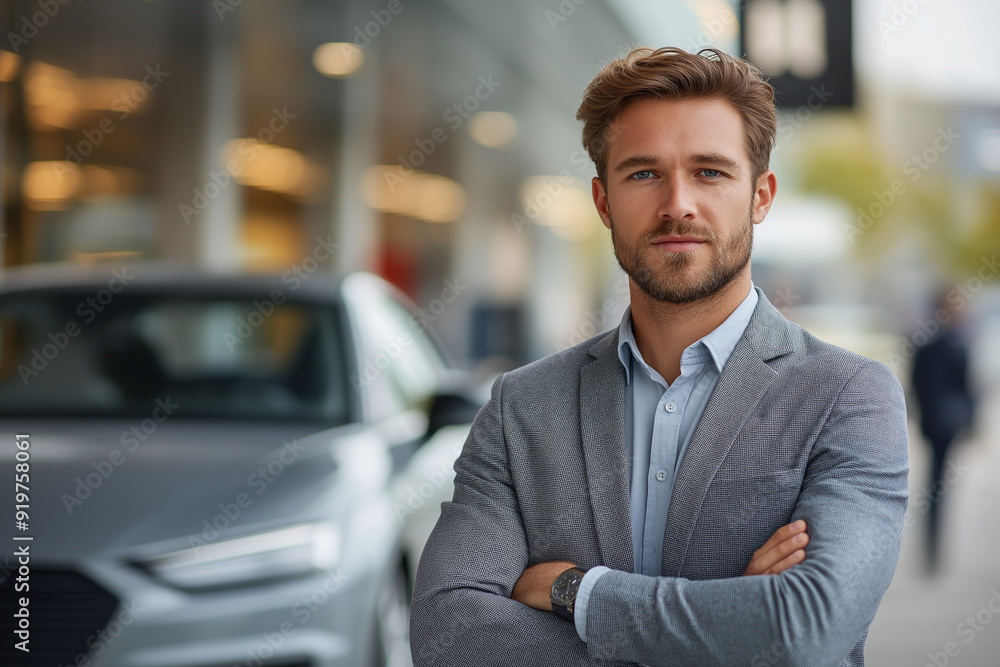 A confident young businessman with arms crossed stands next to a luxury car outdoors, symbolizing success and professionalism in a modern setting.
A confident young businessman with arms crossed stands next to a luxury car outdoors, symbolizing success and professionalism in a modern setting.