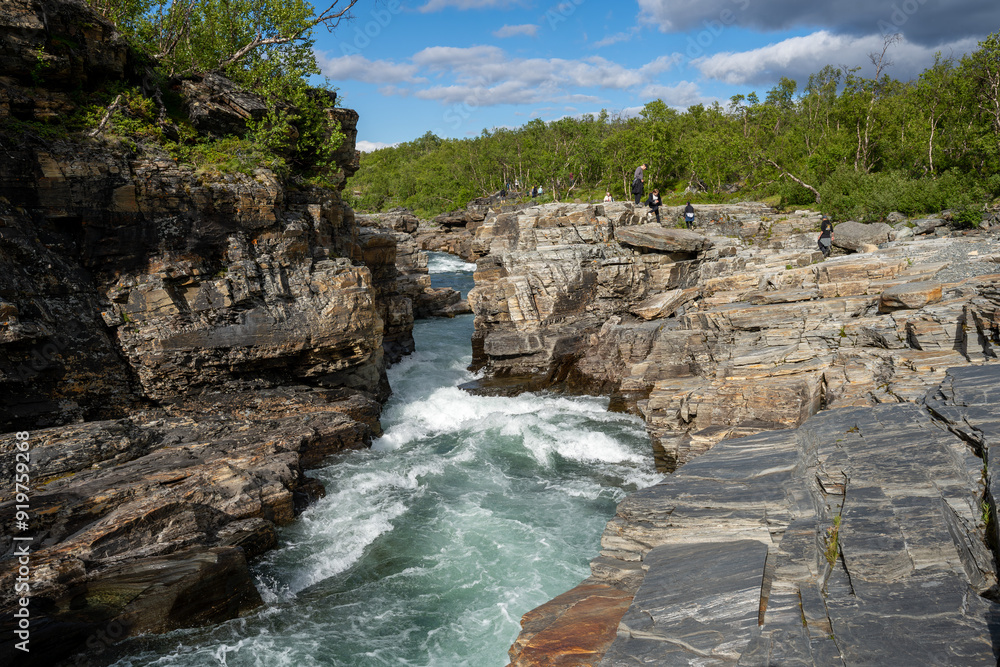Abisko, Sweden - 07.08.2024: Abisko river canyon in Abisko National Park, Sweden Abisko, Sweden - 07.08.2024: Abisko river canyon in Abisko National Park, Sweden