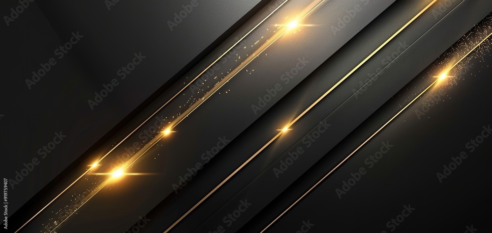 Abstract black and gold background with glowing lines. Abstract black and gold background with glowing lines.