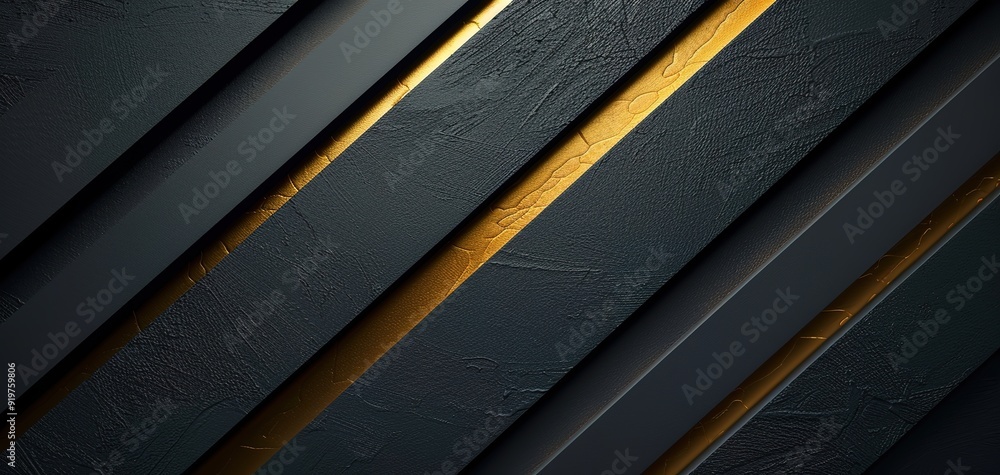 Obraz premium Abstract dark background with gold lines.