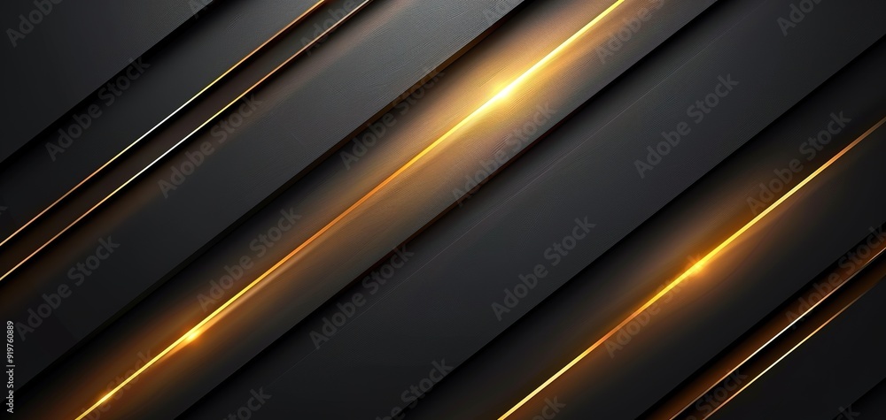 Abstract dark background with golden glowing lines. Abstract dark background with golden glowing lines.
