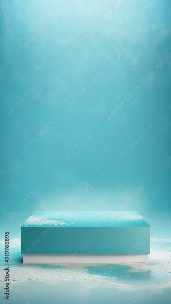 Vibrant podium with water splashes and mist in a dreamy atmosphere, summer vibes, freshness, ad, podium platform, product presentation space Vibrant podium with water splashes and mist in a dreamy atmosphere, summer vibes, freshness, ad, podium platform, product presentation space