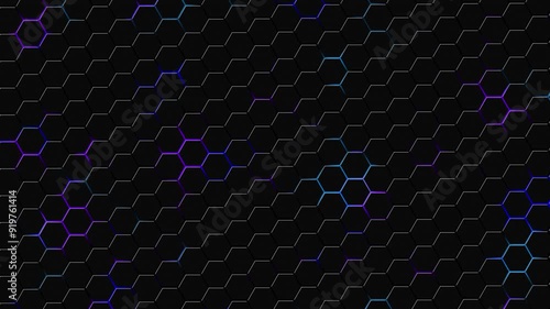 A black cyberphone made of hexagons with glowing colored contours. background motion animation. photo