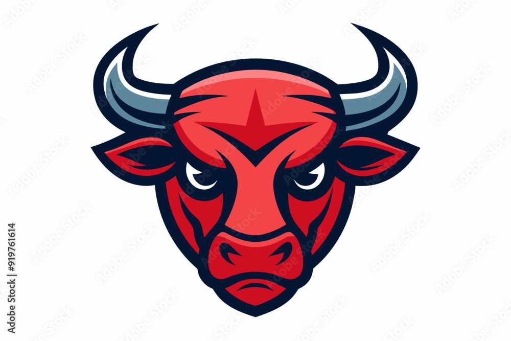 Smooth outline vector design of Bull head logo on white background Smooth outline vector design of Bull head logo on white background