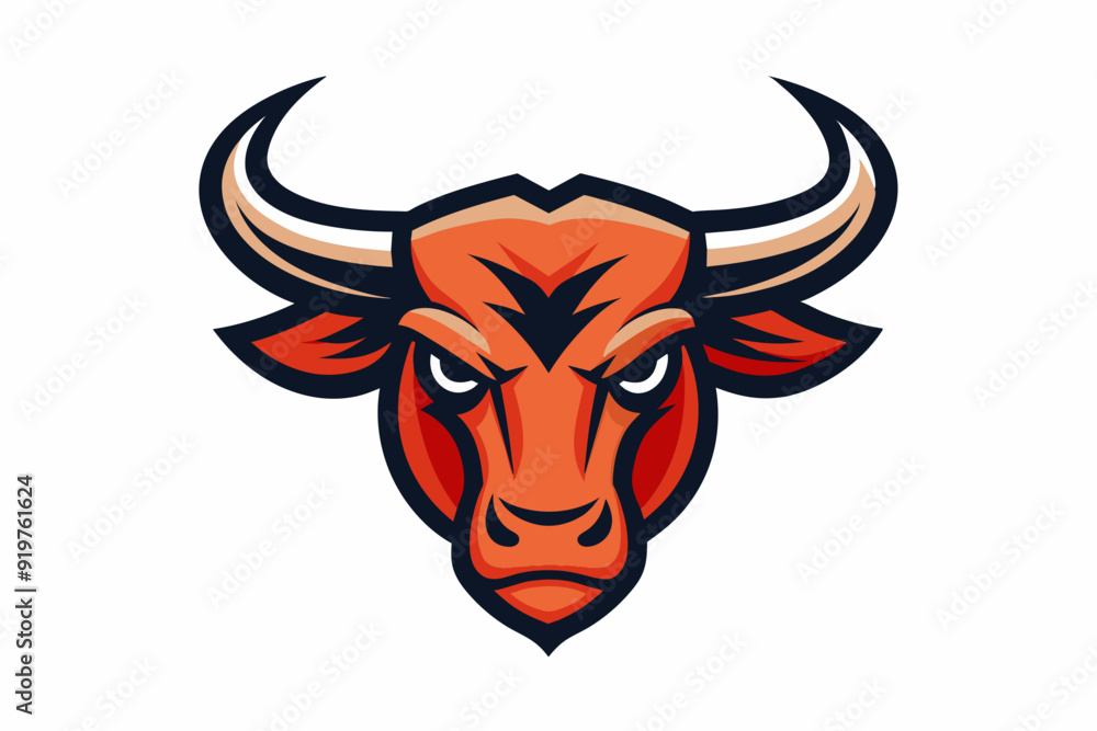 Fototapeta premium Smooth outline vector design of Bull head logo on white background 