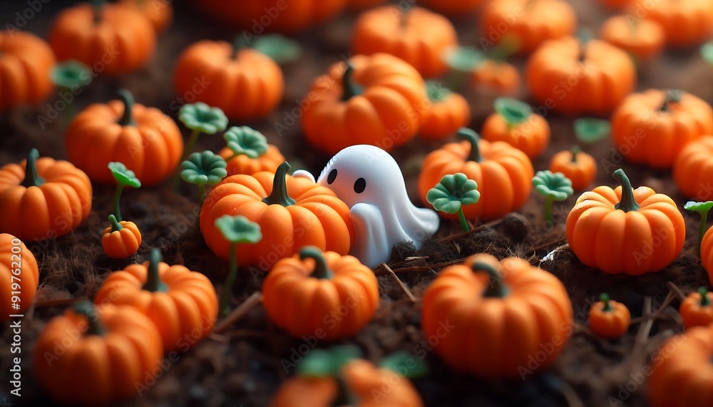 Ghost with Mini Pumpkins Celebrating Halloween Ghost with Mini Pumpkins Celebrating Halloween