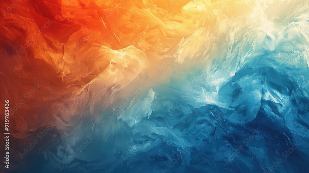 Fototapeta premium Abstract swirling colors of blue, orange and yellow. A vibrant and dynamic background.