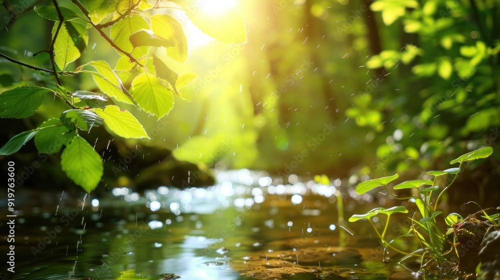 Creation. Genesis. God planted a garden in a place called Eden. Verdant and serene garden with winding river creating a peaceful atmosphere. Creation. Genesis. God planted a garden in a place called Eden. Verdant and serene garden with winding river creating a peaceful atmosphere.