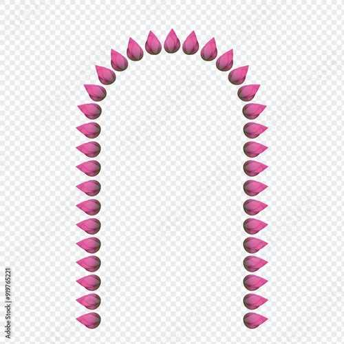 Durga Puja, Elegant pink petal archway on transparent background, Durga Puja Background.  Border, Durga Puja Poster, Ganesh Chaturthi, Sale, Happy Durga Puja, advertisement. Design. 