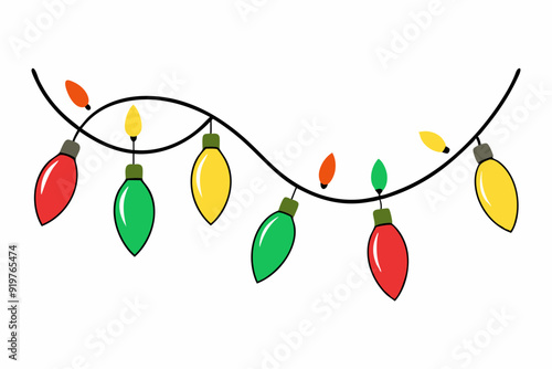 Christmas light bulb. Colorful christmas lights bulbs isolated on white background