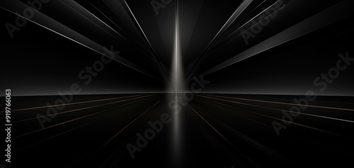 Abstract black and gold background with lines converging in the center.