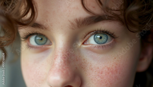 Woman with bright eyes close-up