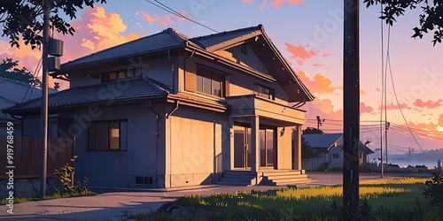 Wallpaper Mural Anime-style illustration of a Japanese House, beautiful Japanese Anime Background Torontodigital.ca