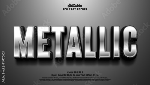 Metallic 3d bold editable text effect style.