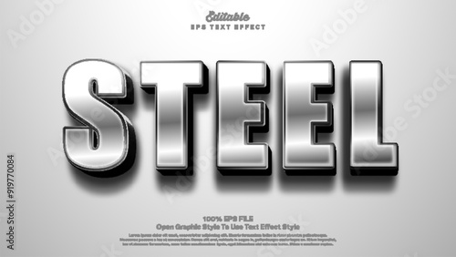 Steel 3d bold editable text effect style.