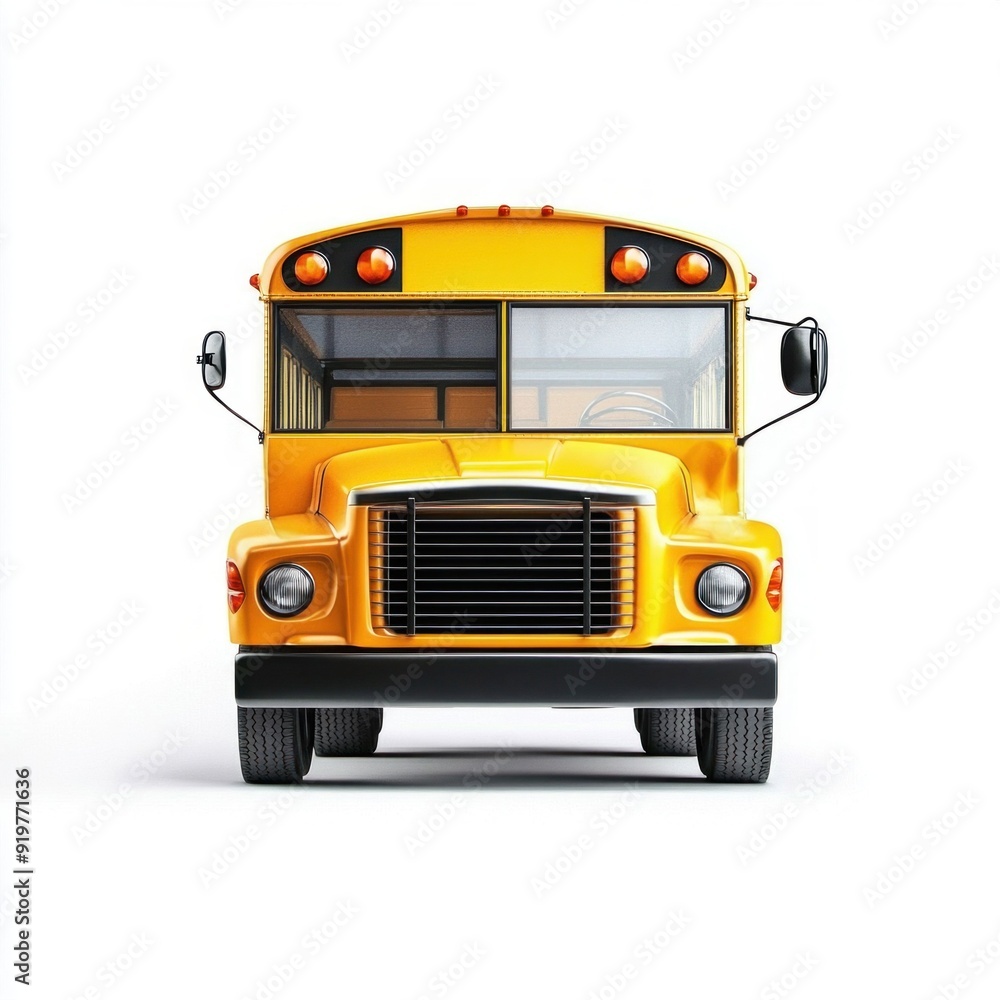 Fototapeta premium Yellow School Bus Isolated on White Background