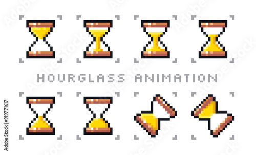 Pixel art hourglass icon animation