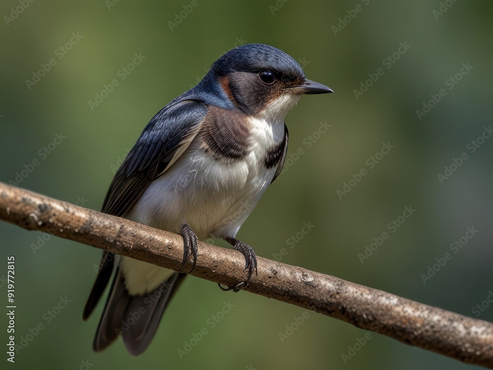 Perched Swallow on a Twig, AI-Generated Close-Up Wildlife Portrait Perched Swallow on a Twig, AI-Generated Close-Up Wildlife Portrait