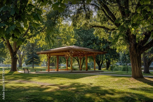Pavilion in Boise, Idaho Park: Nature Meeting Place with Agriculture Theme