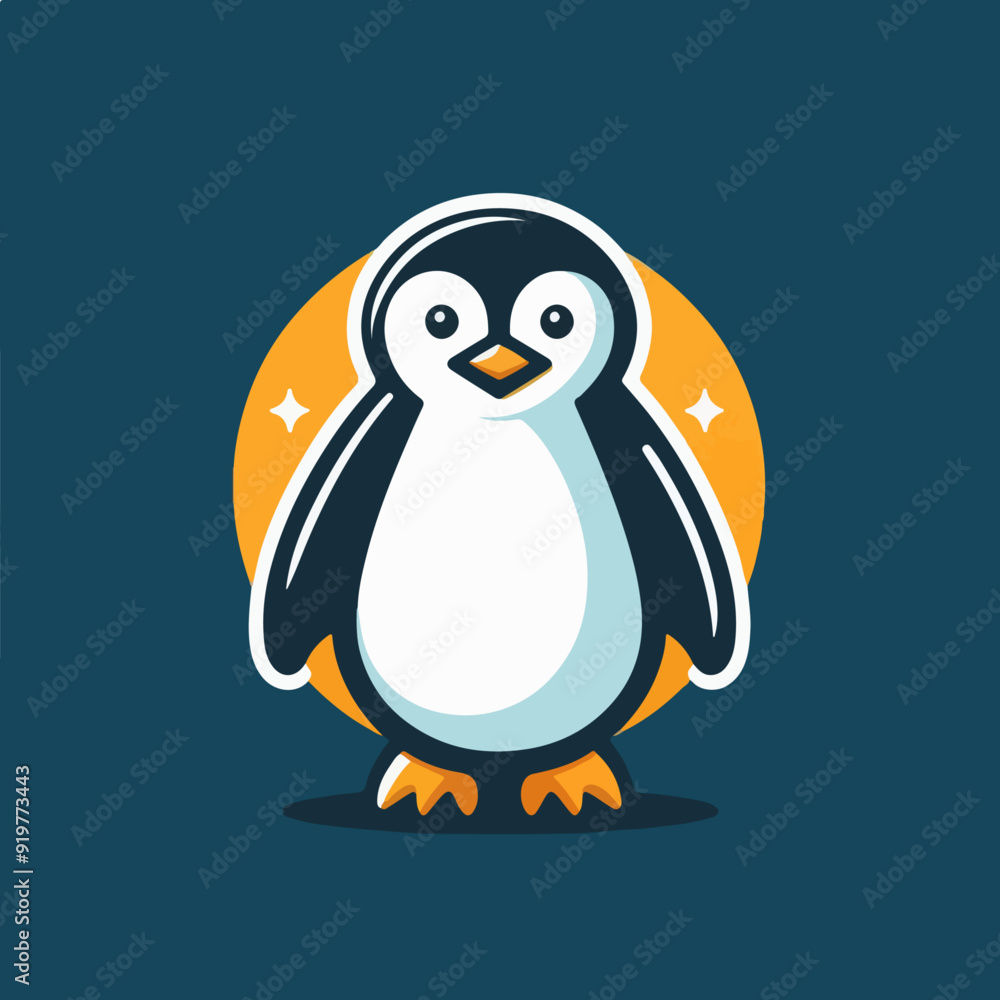 Fototapeta premium flat vector logo of a penguin, penguin logo.