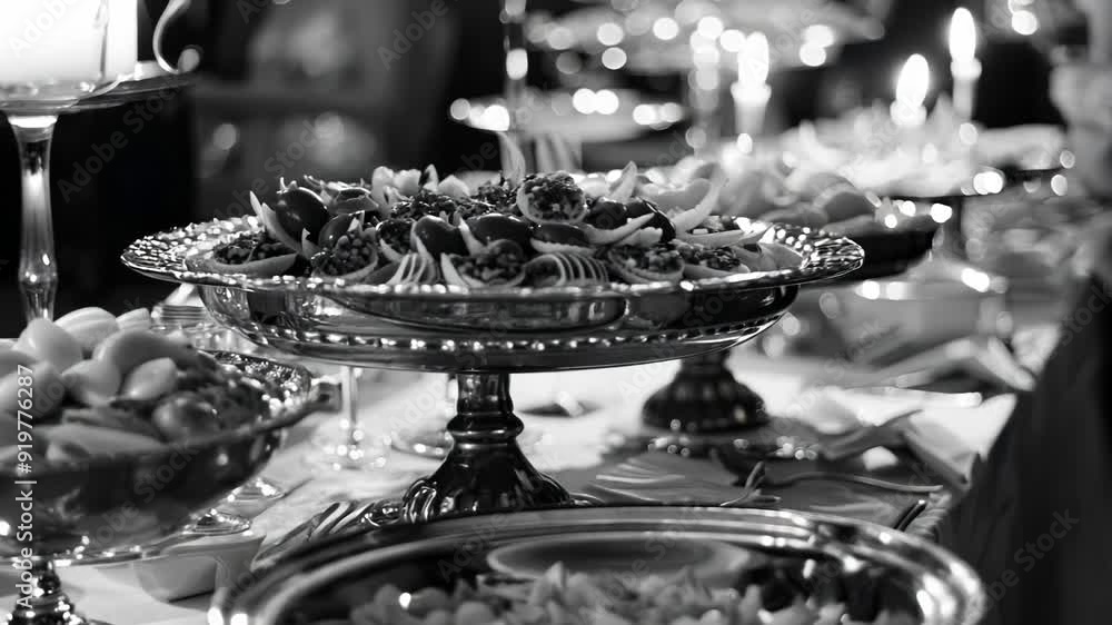 Gourmet dinner party with fine china and silverware. Gourmet dinner party with fine china and silverware.