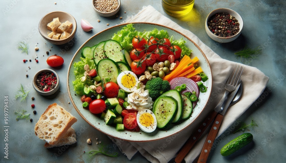 Salad with vegetable dishes Salad with vegetable dishes