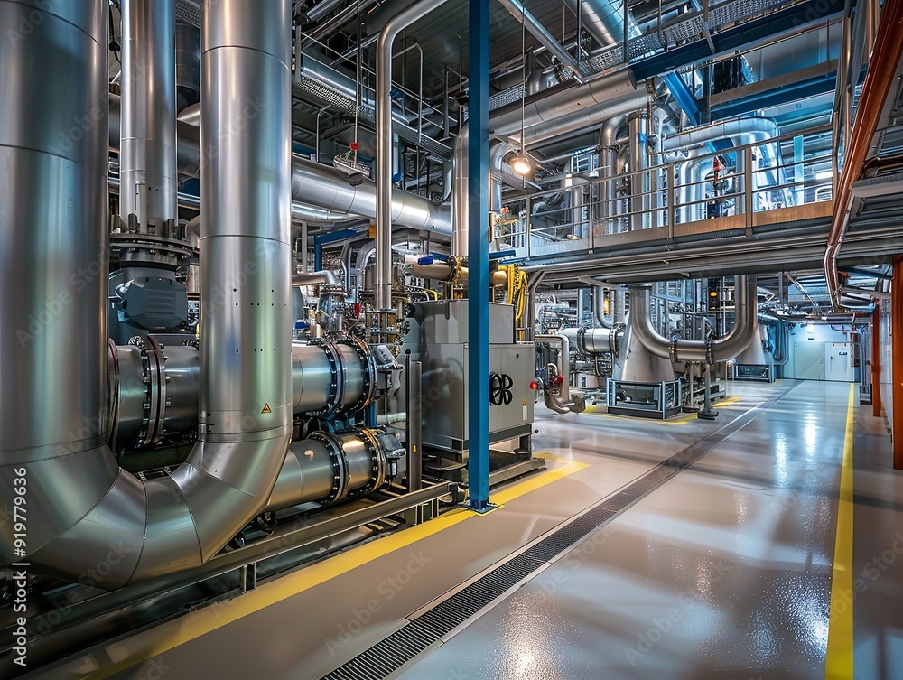 Close-up of advanced industrial machinery and equipment in a modern manufacturing plant, showcasing high-tech production processes. Close-up of advanced industrial machinery and equipment in a modern manufacturing plant, showcasing high-tech production processes.