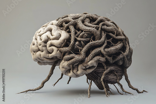 3d brain in white background photo